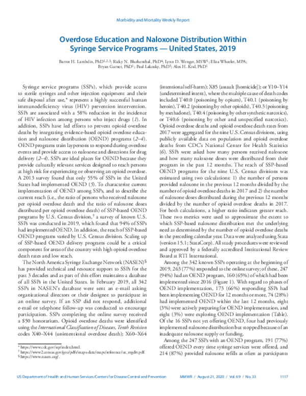 (PDF) Overdose Education and Naloxone Distribution Within Syringe ...