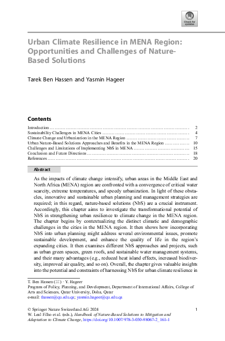 (PDF) Urban Climate Resilience in MENA Region: Opportunities and ...