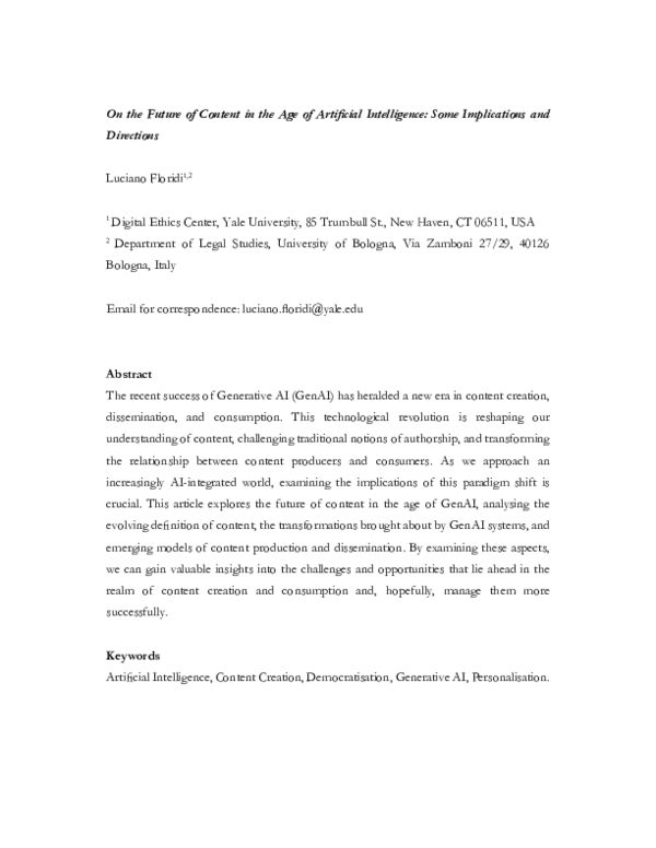 (PDF) On the Future of Content in the Age of Artificial Intelligence ...