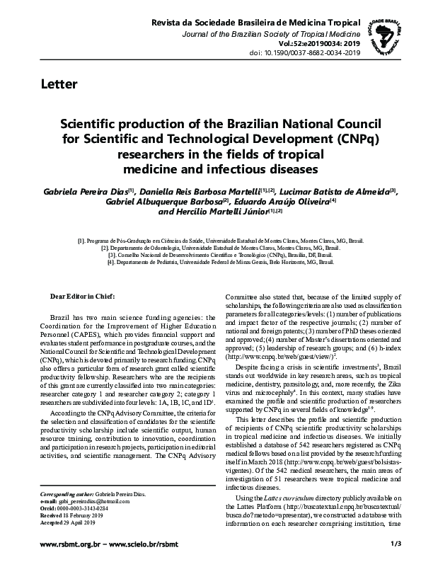 (PDF) Scientific production of the Brazilian National Council for ...