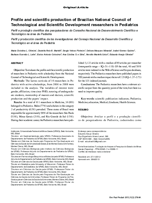 (PDF) Profile and scientific production of Brazilian National Council ...