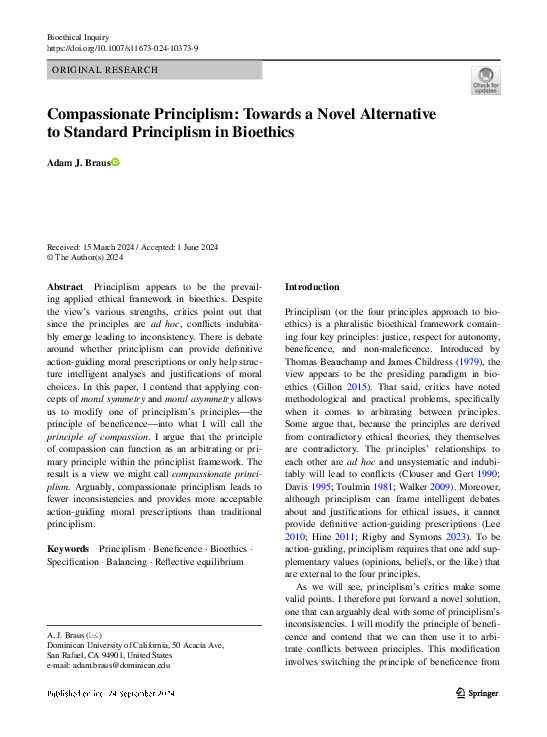 (PDF) Compassionate Principlism: Towards a Novel Alternative to ...