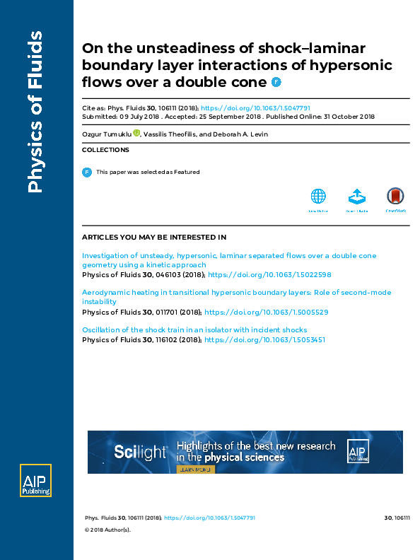 (PDF) On the unsteadiness of shock–laminar boundary layer interactions ...