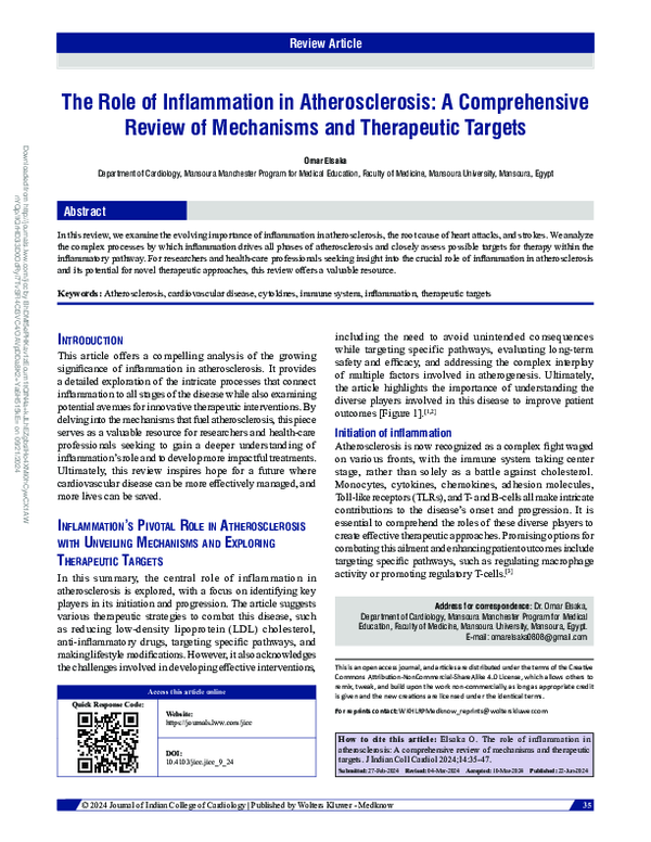 (PDF) The Role of Inflammation in Atherosclerosis: A Comprehensive ...