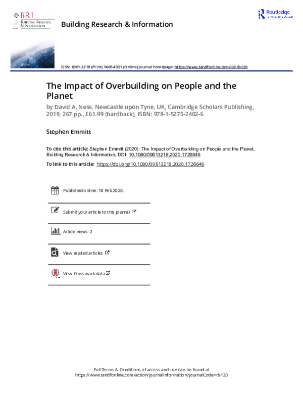 (PDF) The Impact of Overbuilding on People and the Planet