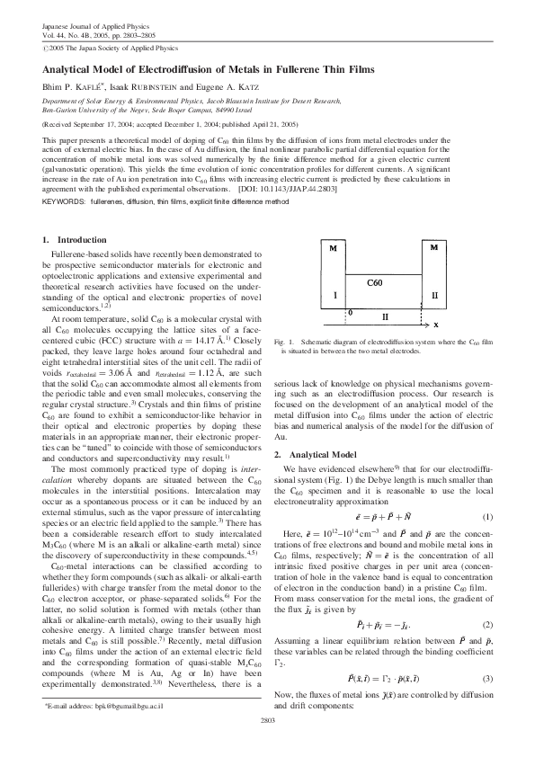 (PDF) Analytical Model of Electrodiffusion of Metals in Fullerene Thin ...