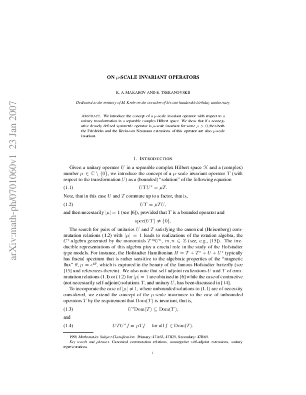 (PDF) On \mu-scale invariant operators