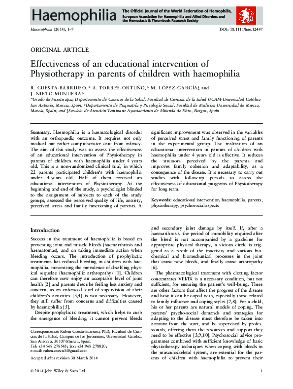 (PDF) Effectiveness of an educational intervention of Physiotherapy in ...