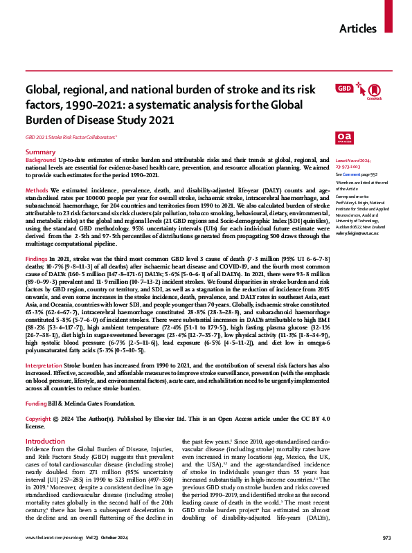 (PDF) Global, regional, and national burden of stroke and its risk ...
