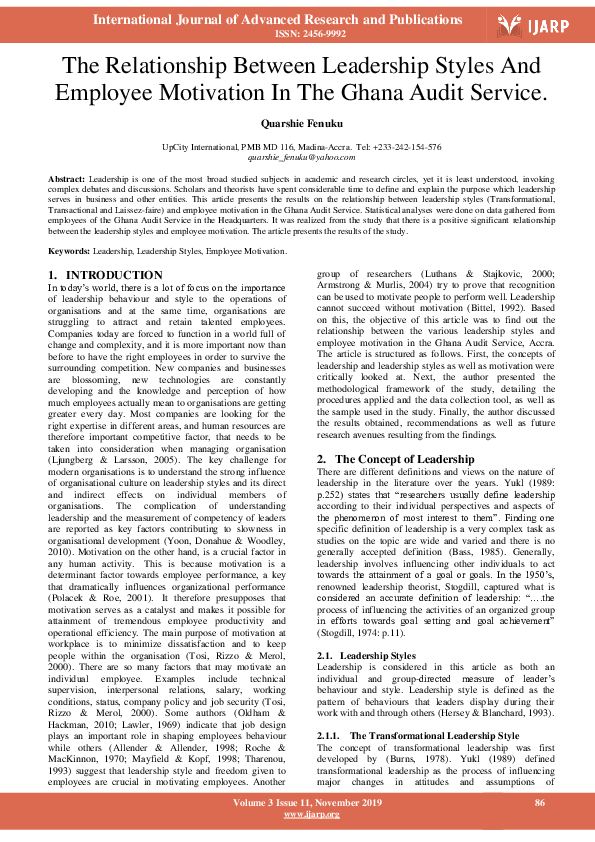 (PDF) The Relationship Between Leadership Styles And Employee ...