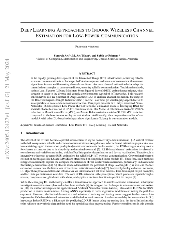 (PDF) Deep learning approaches to indoor wireless channel estimation ...