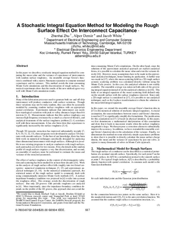 (PDF) A stochastic integral equation method for modeling the rough ...