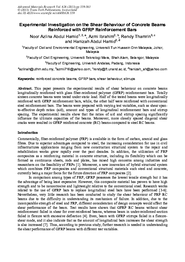 (PDF) Experimental Investigation on the Shear Behaviour of Concrete ...