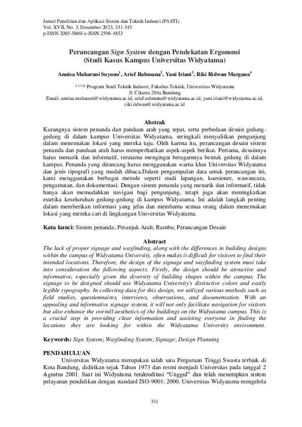 (PDF) Perancangan Sign System dengan Pendekatan Ergonomi (Studi Kasus ...