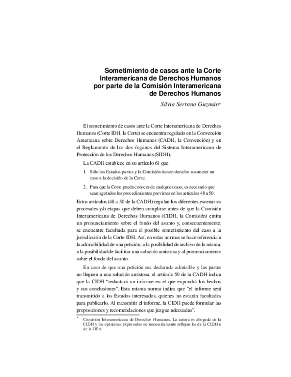 (PDF) Sometimiento de casos ante la Corte Interamericana de Derechos ...