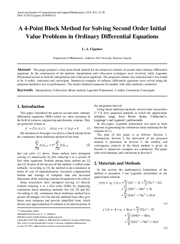 (PDF) A 4-Point Block Method for Solving Second Order Initial Value ...