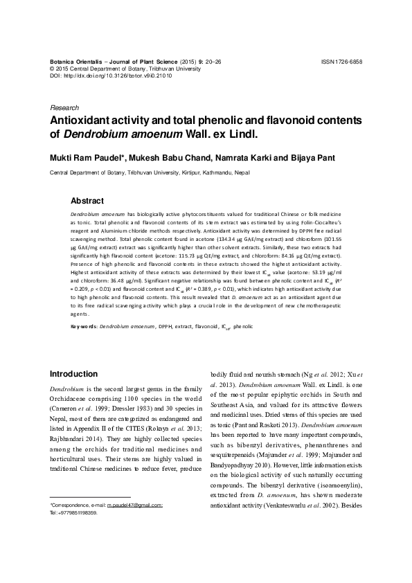 (PDF) Antioxidant activity and total phenolic and flavonoid contents of ...