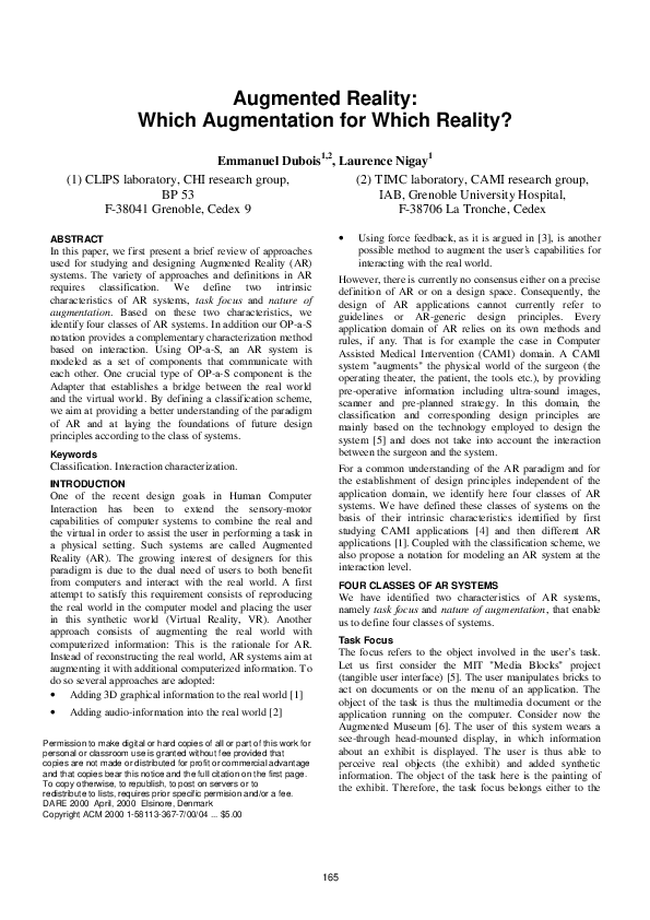 (PDF) Augmented reality