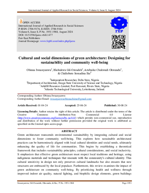 (PDF) Cultural and social dimensions of green architecture: Designing ...