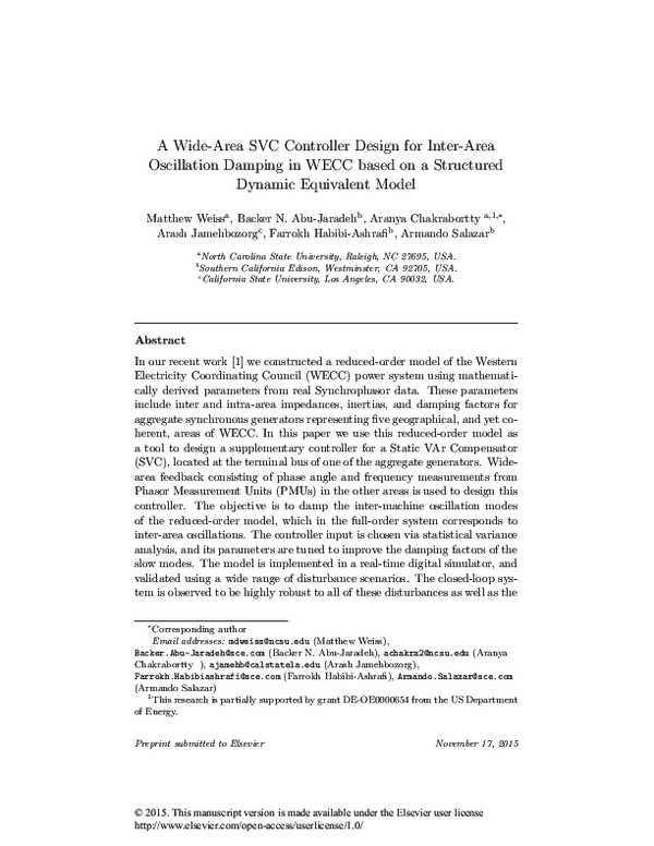 (PDF) A wide-area SVC controller design for inter-area oscillation ...