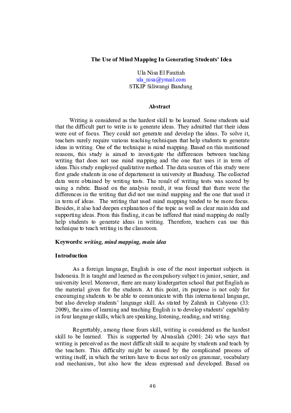 (PDF) The Use of Mind Mapping In Generating Studentsâ€™ Idea