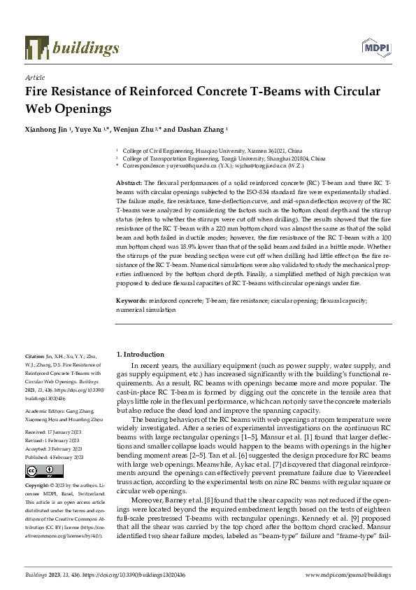(PDF) Fire Resistance of Reinforced Concrete T-Beams with Circular Web ...