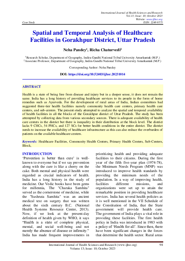 (PDF) Spatial and Temporal Analysis of Healthcare Facilities in ...