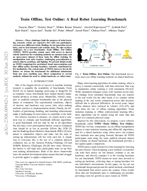 (PDF) Train Offline, Test Online: A Real Robot Learning Benchmark