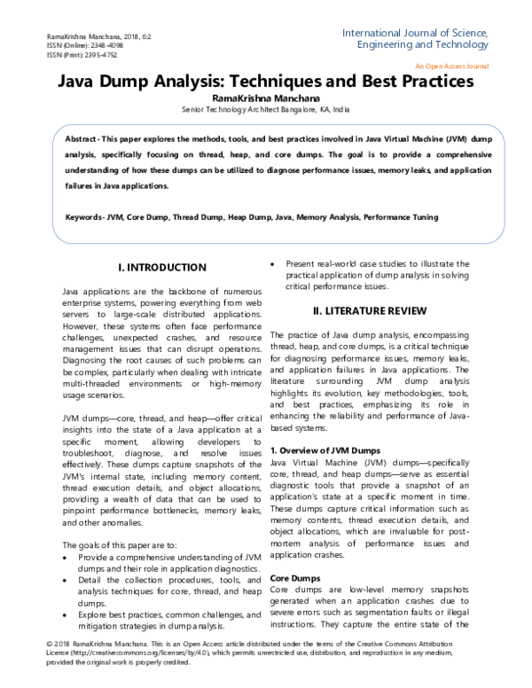 (PDF) Java Dump Analysis: Techniques and Best Practices