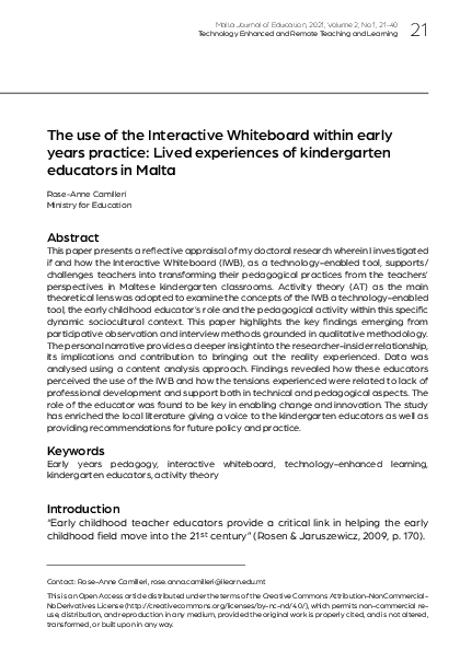 (PDF) use of the Interactive Whiteboard within early years practice ...