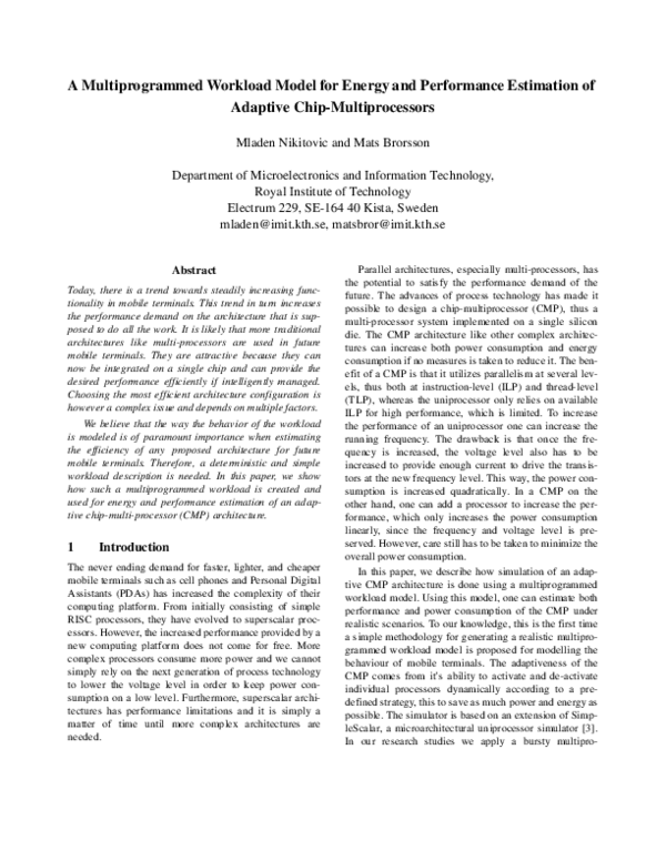 (PDF) A multiprogrammed workload model for energy and performance ...
