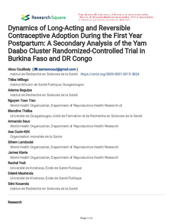(PDF) Dynamics of Long-Acting and Reversible Contraceptive Adoption ...
