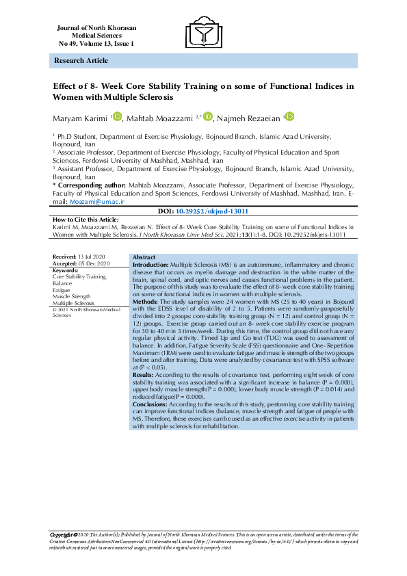 (PDF) Effect of 8- Week Core Stability Training on some of Functional ...