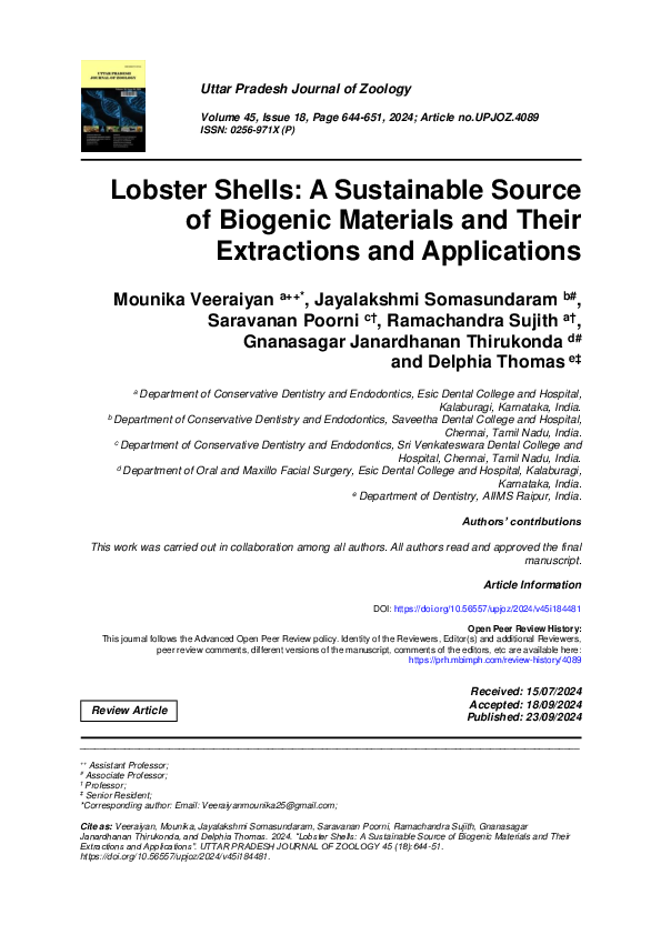 (PDF) Lobster Shells: A Sustainable Source of Biogenic Materials and ...