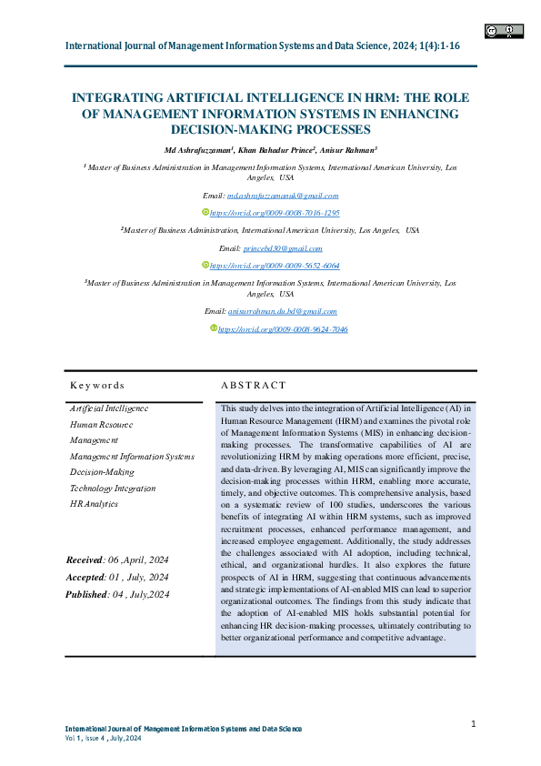 (PDF) INTEGRATING ARTIFICIAL INTELLIGENCE IN HRM: THE ROLE OF ...