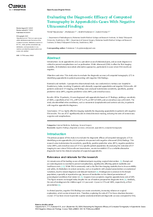 (PDF) Evaluating the Diagnostic Efficacy of Computed Tomography in ...