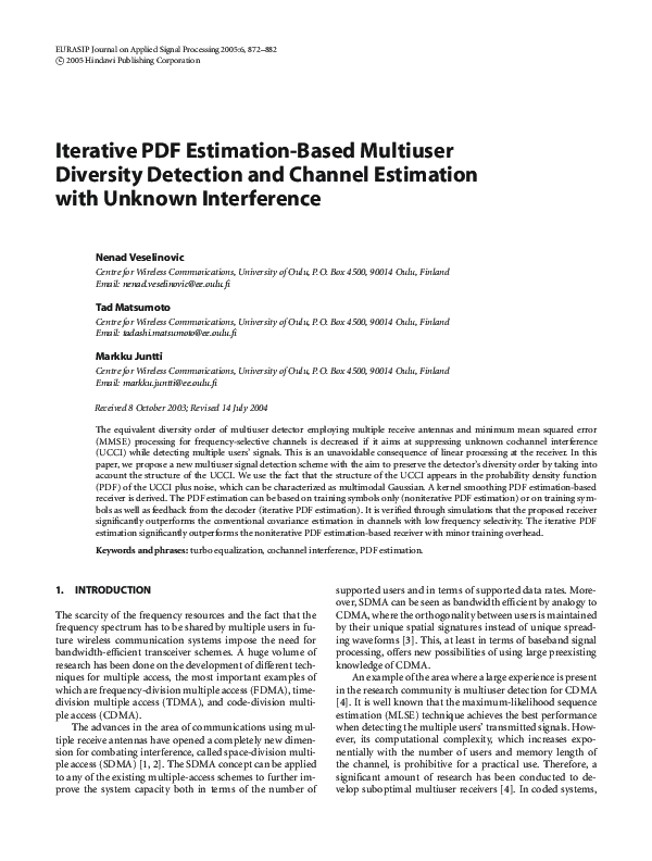 (PDF) Iterative PDF Estimation-Based Multiuser Diversity Detection and ...