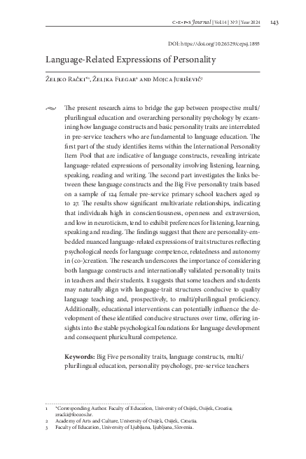 (PDF) Language-Related Expressions of Personality
