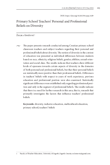 (PDF) Primary School Teachers' Personal and Professional Beliefs on ...