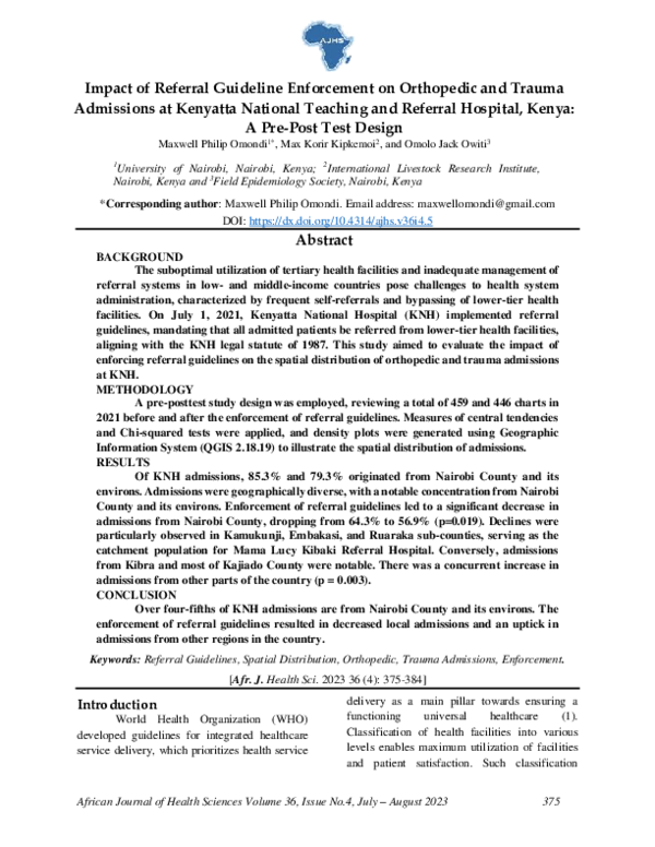 (PDF) Impact of Referral Guideline Enforcement on Orthopedic and Trauma ...