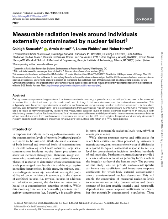 (PDF) Measurable radiation levels around individuals externally ...