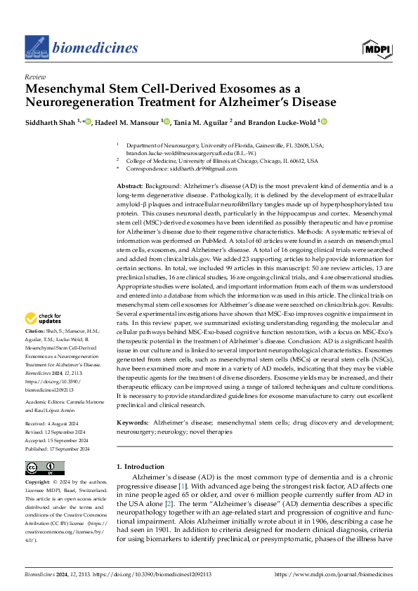 (PDF) Mesenchymal Stem Cell-Derived Exosomes as a Neuroregeneration ...