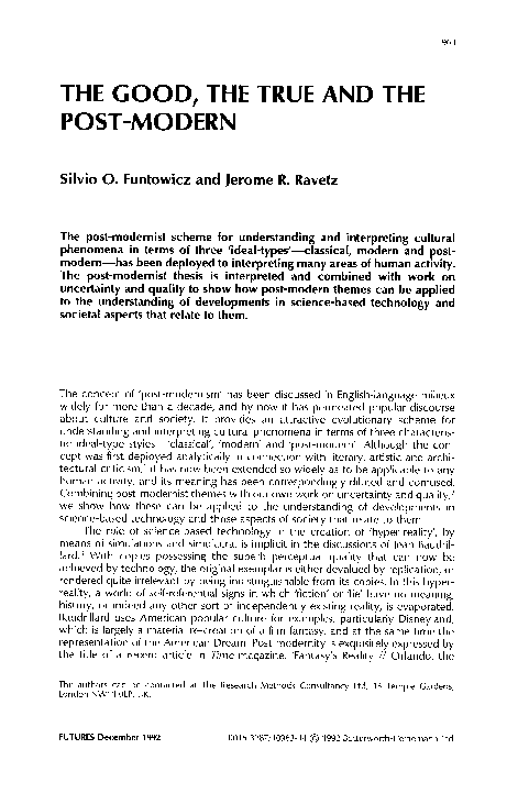 (PDF) The good, the true and the post-modern