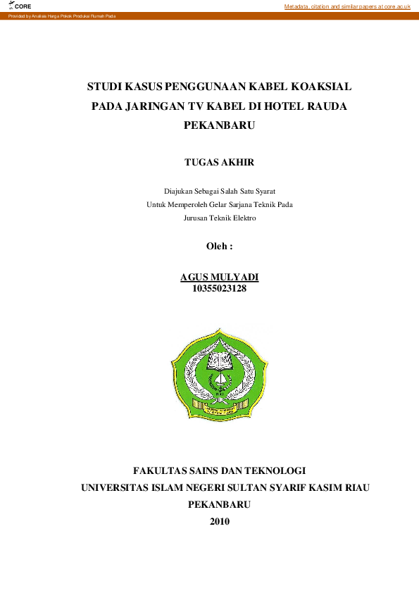 (PDF) Studi Kasus Penggunaan Kabel Koaksial Pada Jaringan TV Kabel DI ...