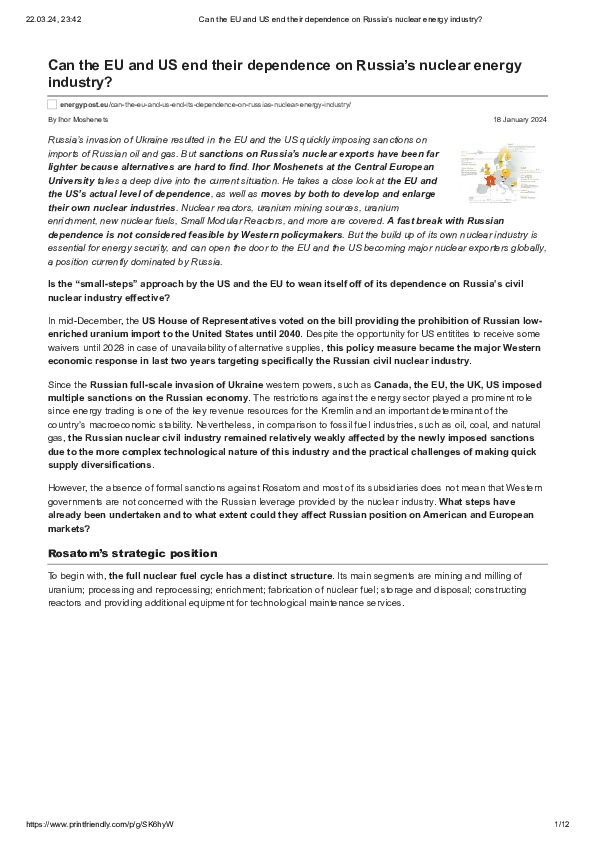 (PDF) Can the EU and US end their dependence on Russia's nuclear energy ...