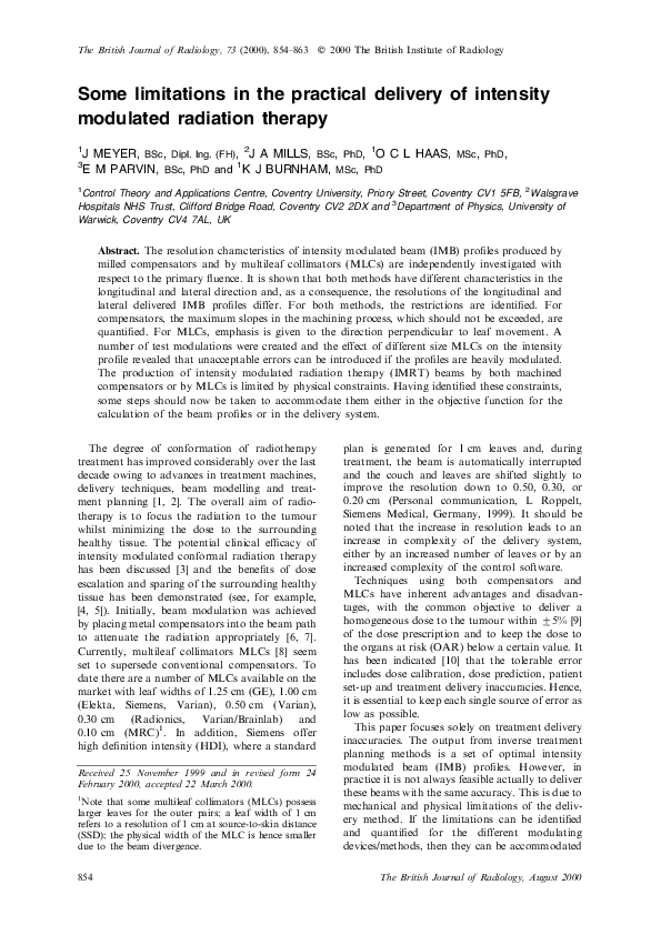 (PDF) Some limitations in the practical delivery of intensity modulated ...