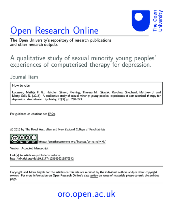 (PDF) A qualitative study of sexual minority young people's experiences ...