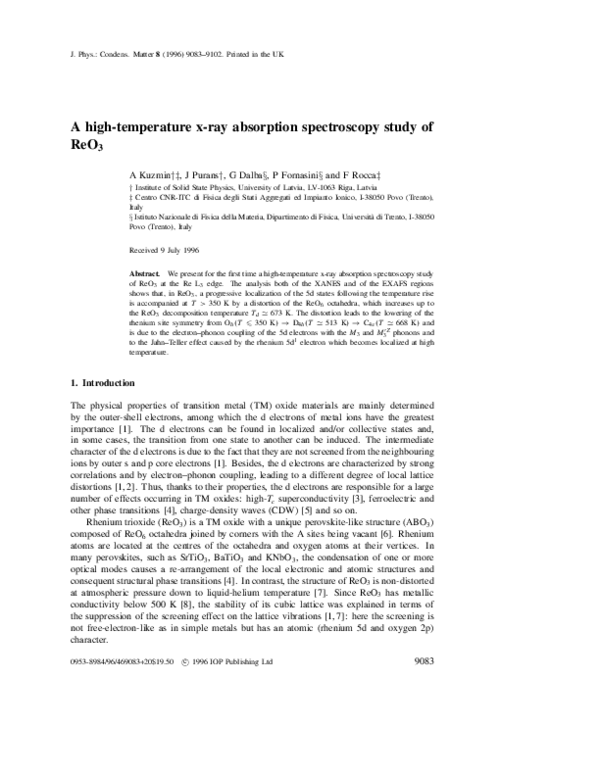 (PDF) A high-temperature x-ray absorption spectroscopy study of