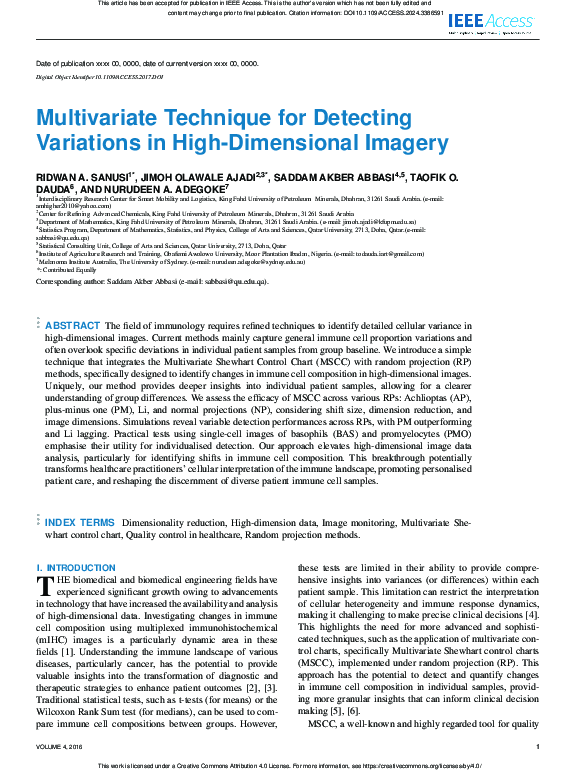 (PDF) Multivariate Technique for Detecting Variations in High ...