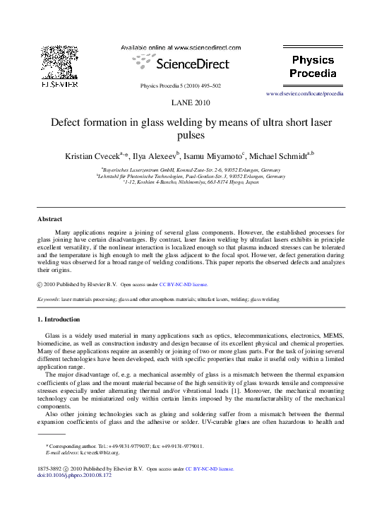 (PDF) Defect formation in glass welding by means of ultra short laser ...